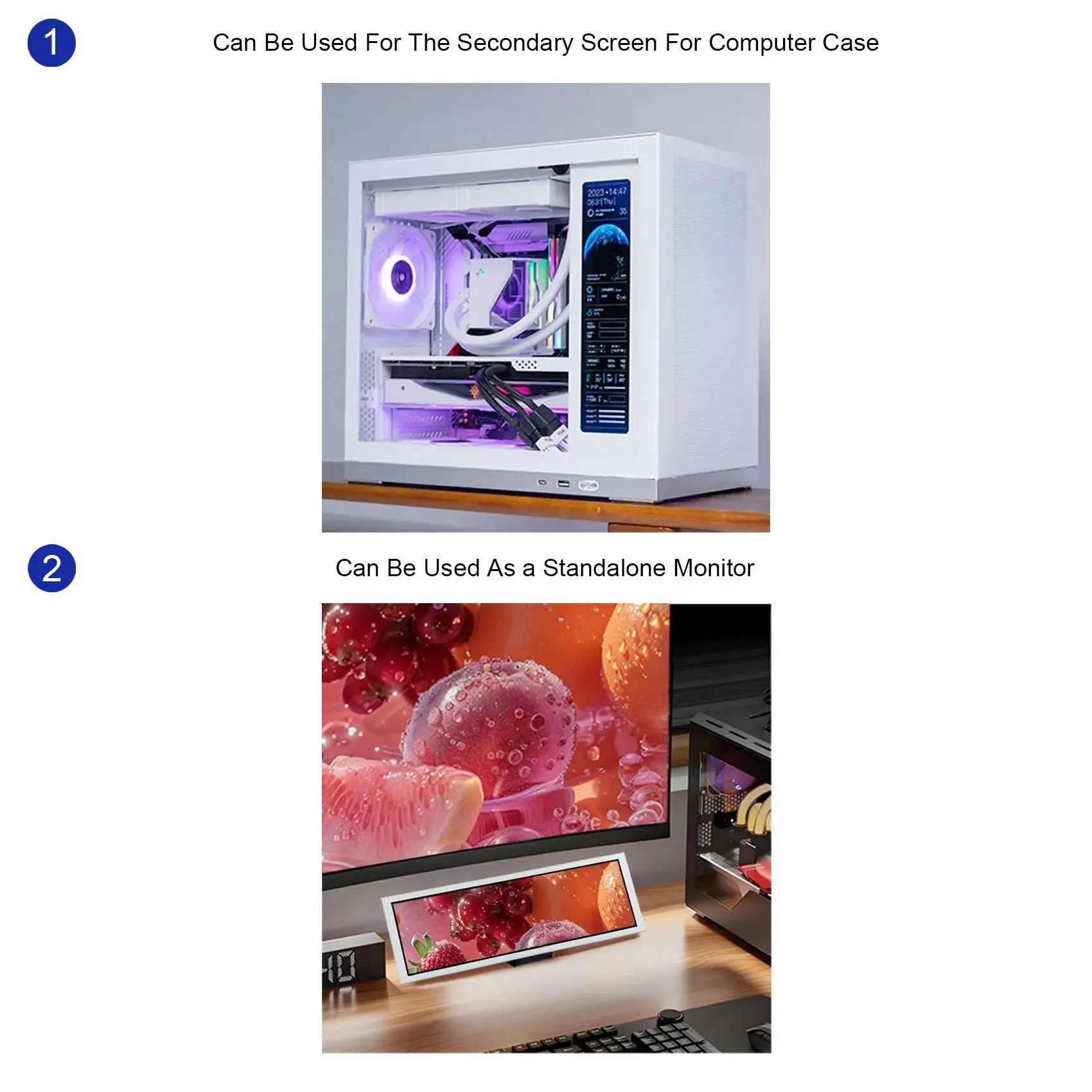 9.1inch 1920462 Bar LCD Secondary LCD Monitor CPU GPU For D32 And Pro