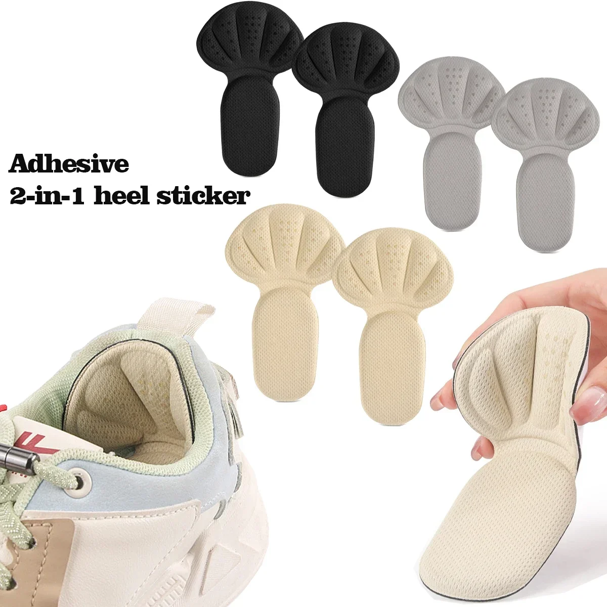 New Sponge Heel Cushion Back of Inserts Heel Protectors Shoe Pads for Shoe Too Big Soft Mesh Heel Grips Shoes Insoles 2 in 1