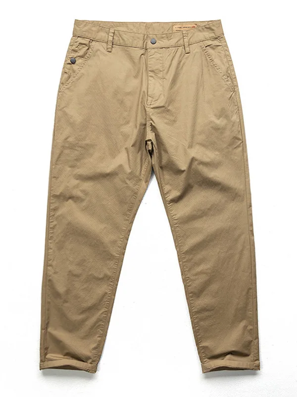 

Легкие быстросохнущие тонкие брюки из канваса прямого кроя для мужчин, летние свободные тонкие брюки в японском ретро-стиле, цвет хаки, рабочая одежда