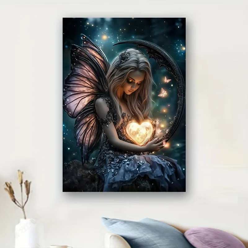 จิ๊กซอว์ปริศนา 1000 ชิ้น นางฟ้ามหัศจรรย์พร้อมหัวใจเรืองแสงและผีเสื้อ - ฉากป่ากลางคืนลึกลับพร้อมนางฟ้าเรืองแสง, Cresc