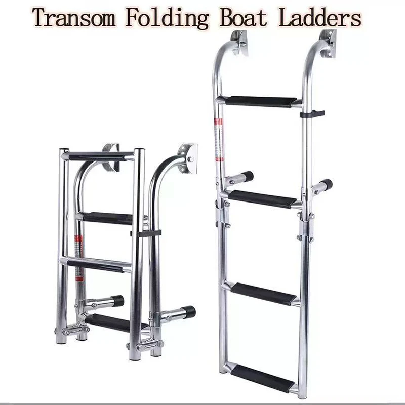 

Stainless Steel 3 Step Folding Boat Ladder 2+1 Steps Portable Swim Ladder Telescoping Stepladder for Marine Yacht Boat and More