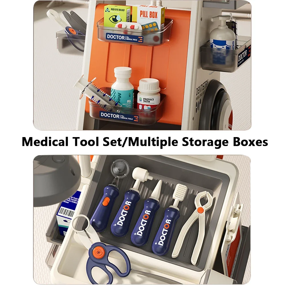Simulatie Tandarts Medische apparatuur Tafelvullingen Injectie Stethoscoop Medische trolley Thuisarts Speelgoed voor kinderen Kerstcadeaus