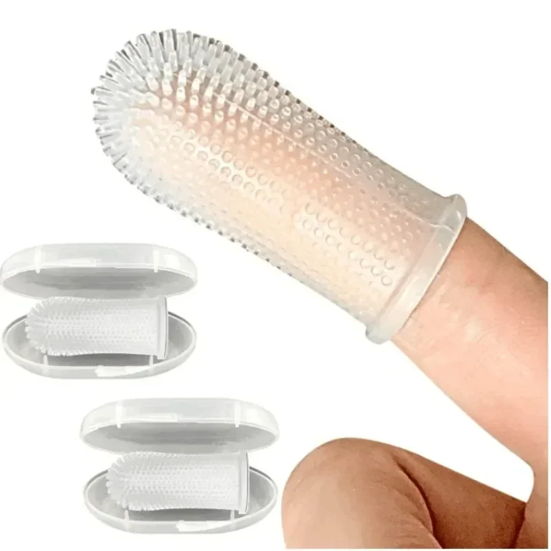 Hot selling silicone pet toothbrush finger set toothbrush for young pets puppy cat finger set