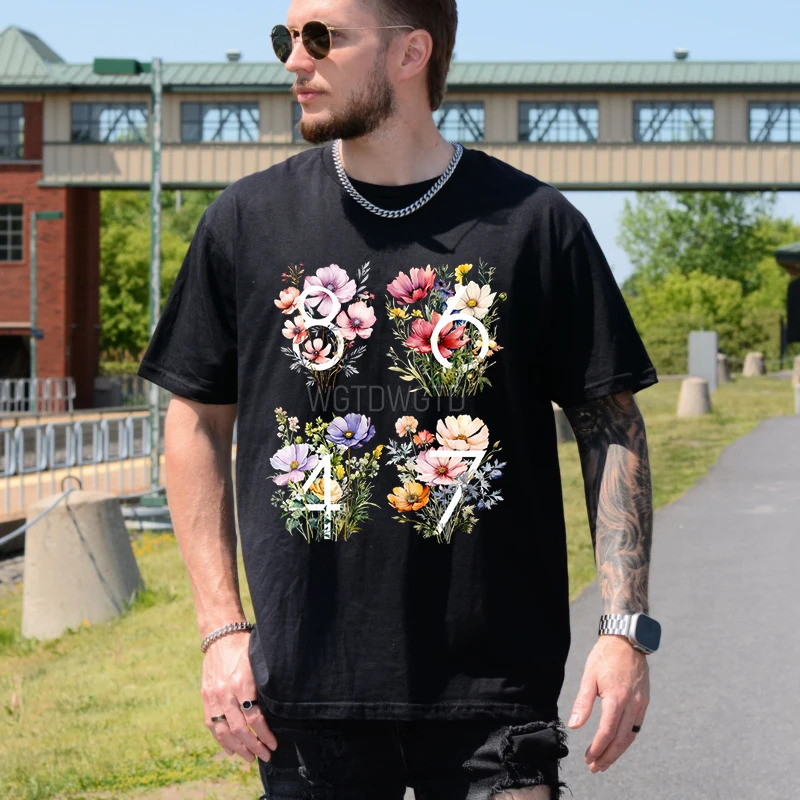 

Floral 8647 Letter T-shirts Men Personalized Design Graphic Tees Summer Casual Short Sleeved Tee Shirts Round Neck T Shirts