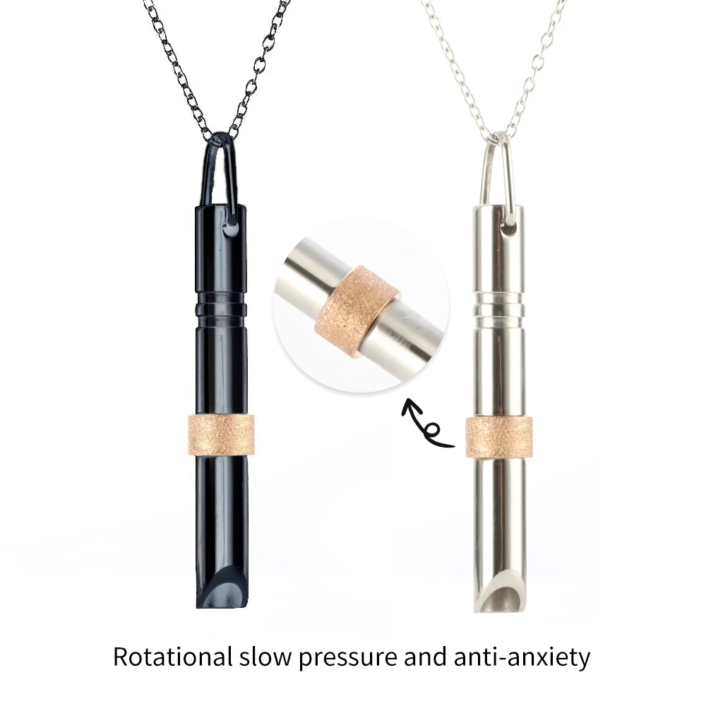 Cross border rotation decompression necklace meditation breathing round tube whistle mindfulness jewelry original new two-color