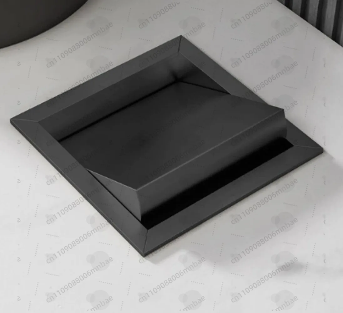 

Black Stainless Steel Embedded Flip Cover Concealed Trash Can Lid for Household Kitchen Sink Countertop Decoration Square Flip