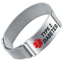 Fashion Stainless Steel Medical Warning Bracelets Free Carved Customized Emergency Allergy ID Adjustable Wristband Bangles