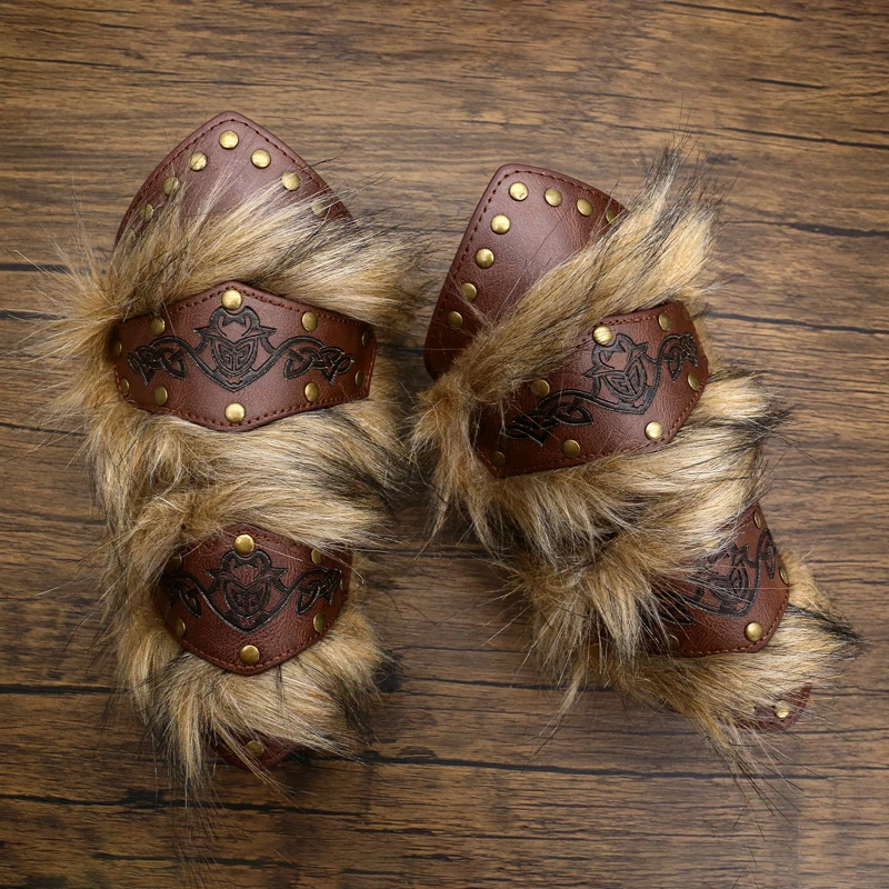 حراس المعصم من الجلد الصناعي الفايكنج Steampunk من القرون الوسطى واقي الذراع براسر درع لجميع القديسين ملحقات أزياء الدعائم التنكرية #1