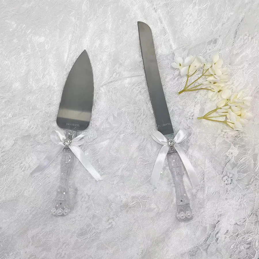 Stainless steel wedding cake Knife and slicer set, 2 elegant cake cutting tools for celebrations and gifts image 4