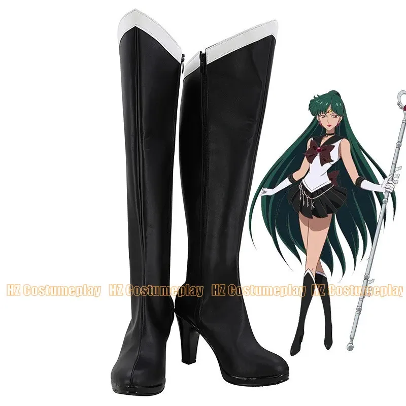 

2025 11 Sailor Pluto Meiou Setsuna Trista Meioh Anime Customize Cosplay High Heels Shoes Boots