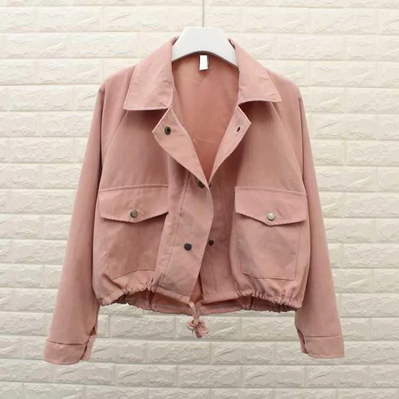 Spring And Autumn New Loose Long Sleeve For Women With Versatile Drawstring Button Pockets Fashion Solid Color Loose Top
