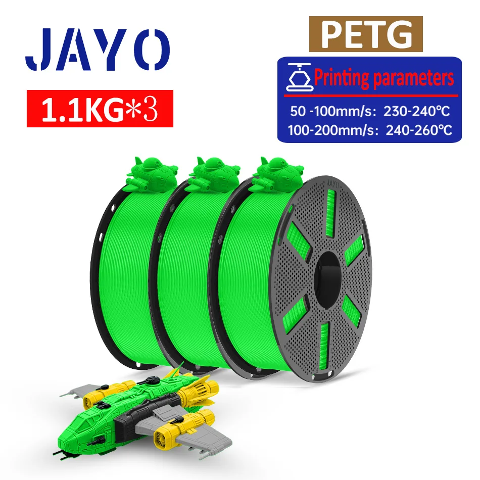JAYO PETG 3D-Drucker-Filament, 1,75 mm, 1,1 kg/Rolle, PETG-Filament, ordentlich gewickeltes 3D-Druckmaterial für Bambu FDM