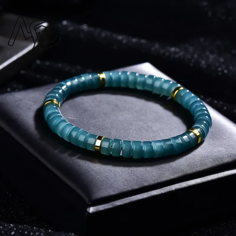 Natural Jadeite Blue Water Abacus Beads Spacer Bracelet Luxury Quality Jewelry Fashion Jewelry Exquisite Charms Gift Certificate - view 4