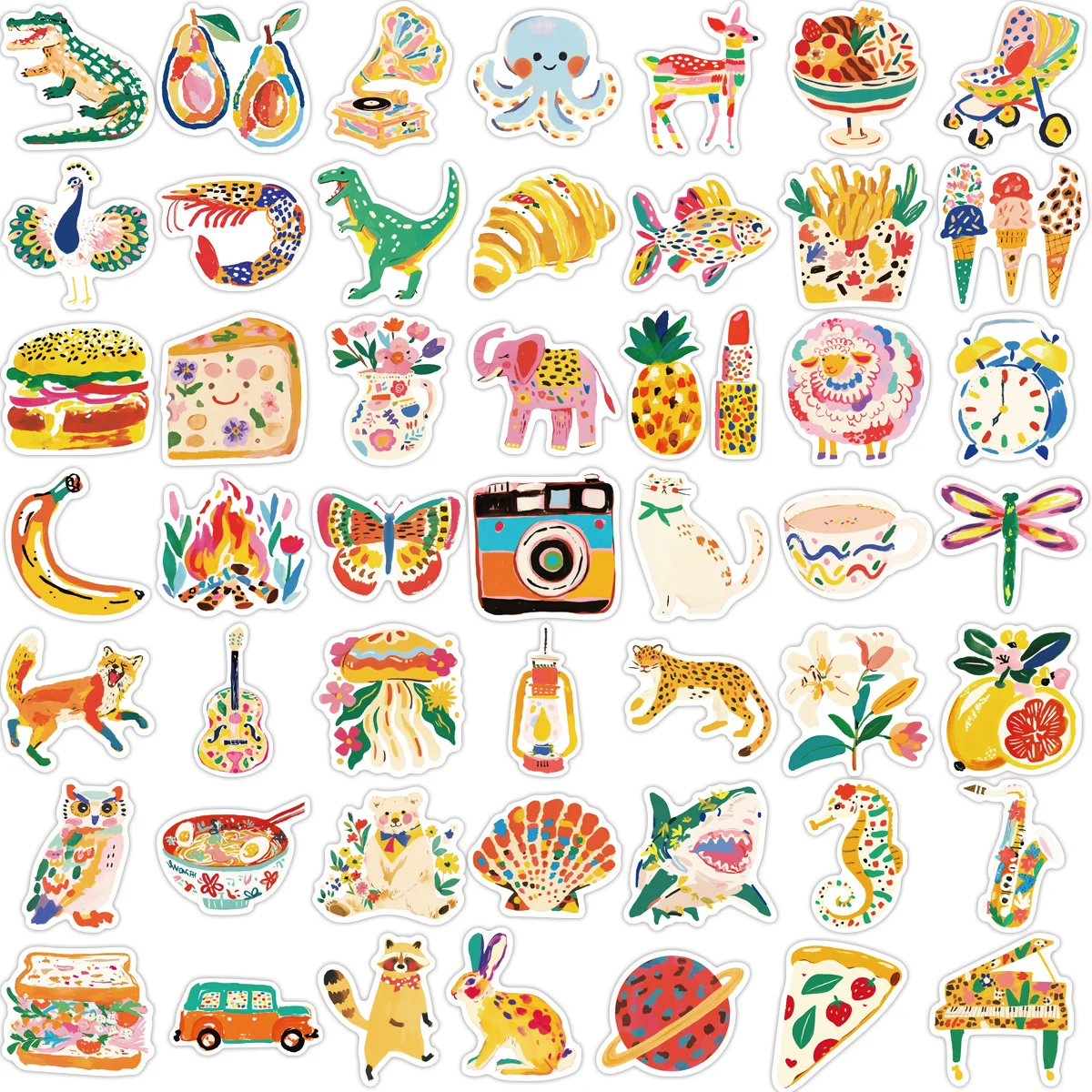 50개 만화 컬러 일러스트 그래피티 스티커 장식 기타 노트북 여행가방 전화 DIY 방수 스티커