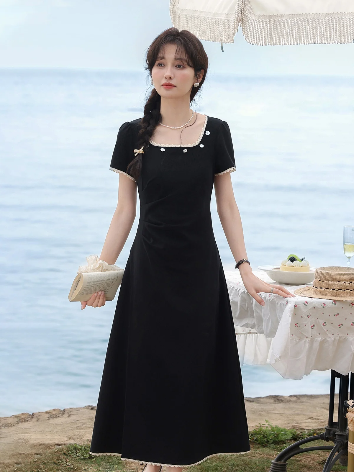 Ele Bla ort Sve Dr レディース 夏新作 スレ レトロ サウスディア ホリデー ロングスカート カジュアル Aラインスカート