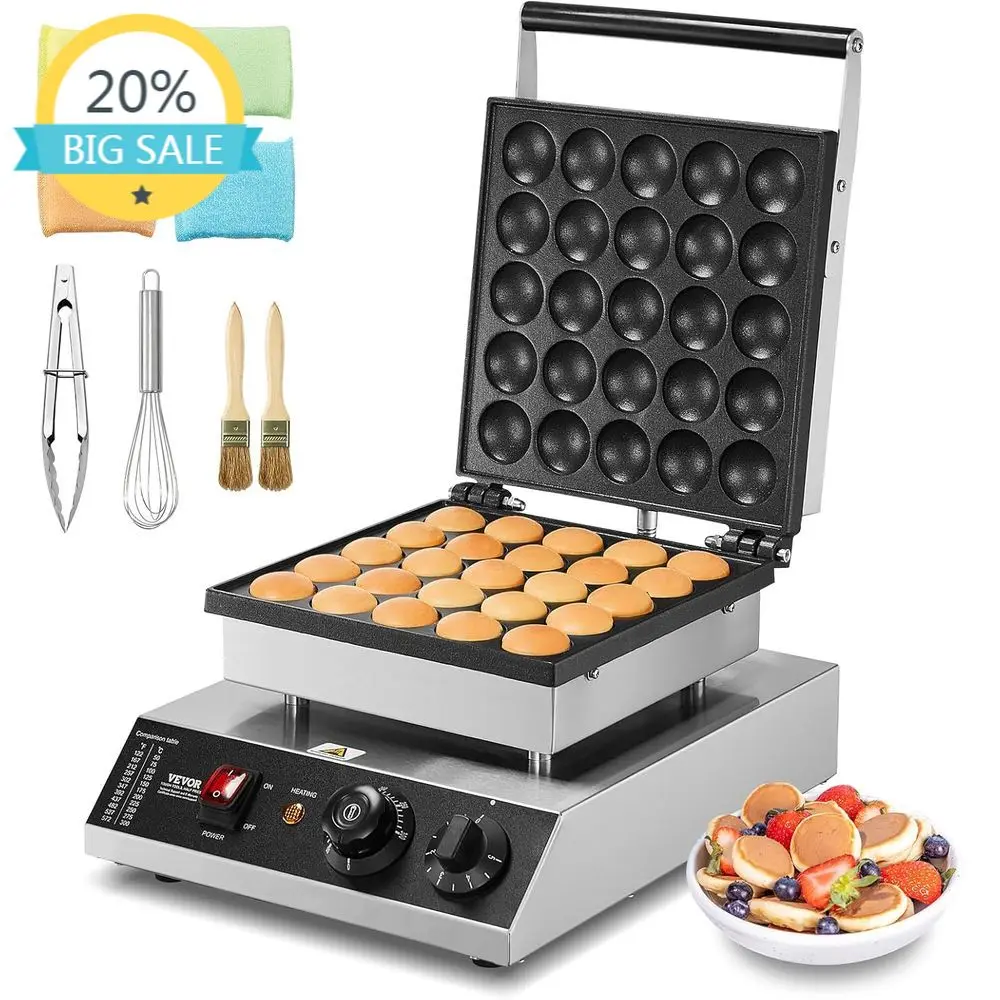 

Commercial Electric Pancake Grill, 25-Piece Set, 4m Diameter, 1700W, Non-stick Stainless Steel, with Temperature and Time Contro