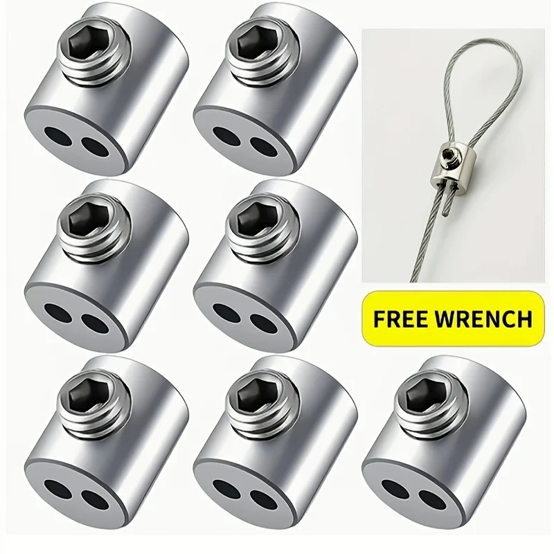 20 Adjustable Stainless Steel Wire Rope Clamp Set,Suitable for Families,Office,Cable Suspension Clips for Outdoorand Camping Use