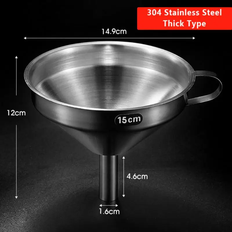 Stainless Steel Funnel Kitchen Oil Liquid Funnel Metal Funnel With Detachable Filter Wide Mouth Funnel For Canning Kitchen Tools