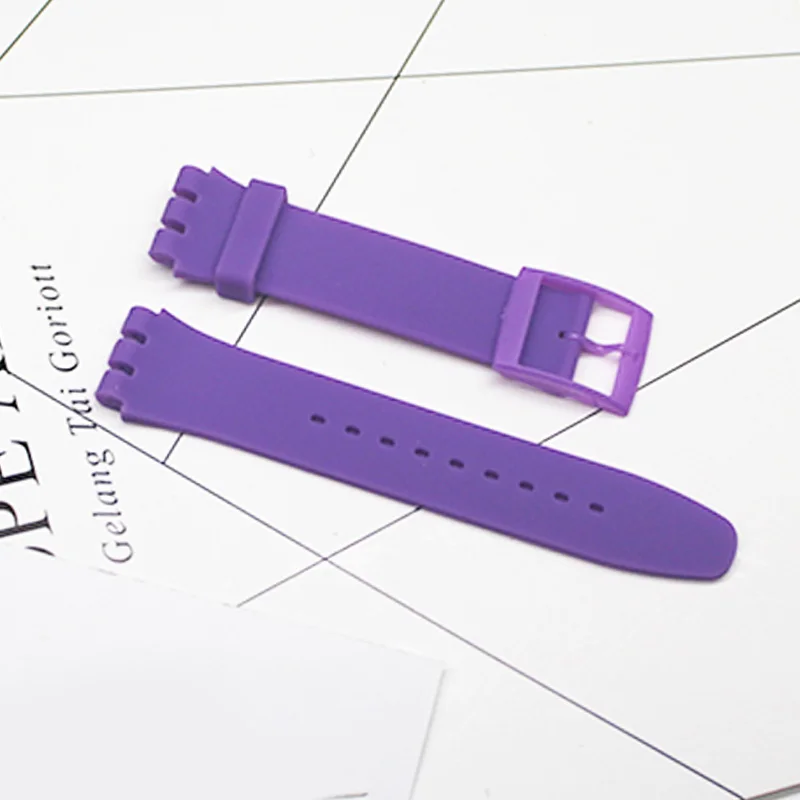 Fits Silicone Rubber Strap Waterproof Watch Band 19mm Solid Color Purple Red