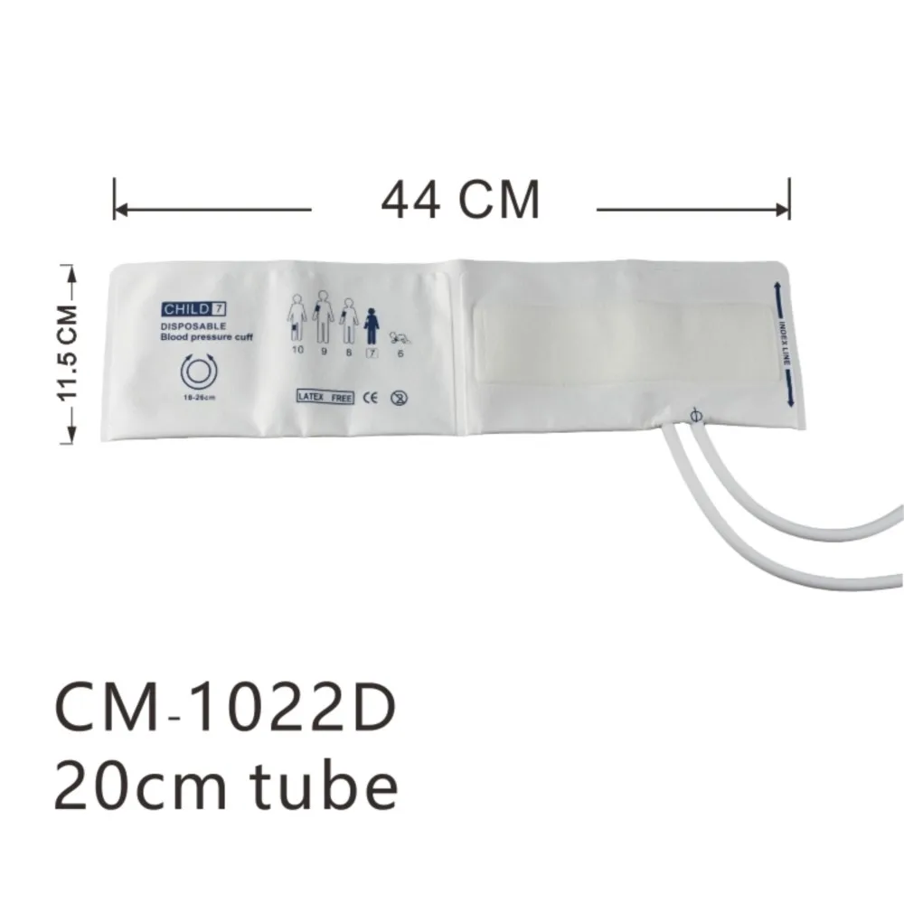 Wegwerp bloeddruktransducer manchet niet-geweven penpunt manchet dubbele buis 20 cm slang voor bloeddrukmeter met connector