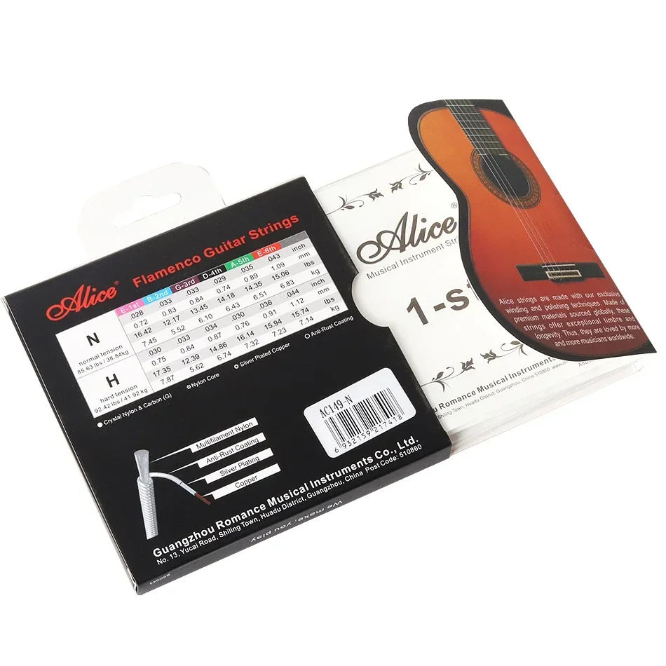 Alice AC149 corde per chitarra Flamenco cristallo Nylon e carbonio, avvolgimento in rame placcato nastro, rivestimento antiruggine