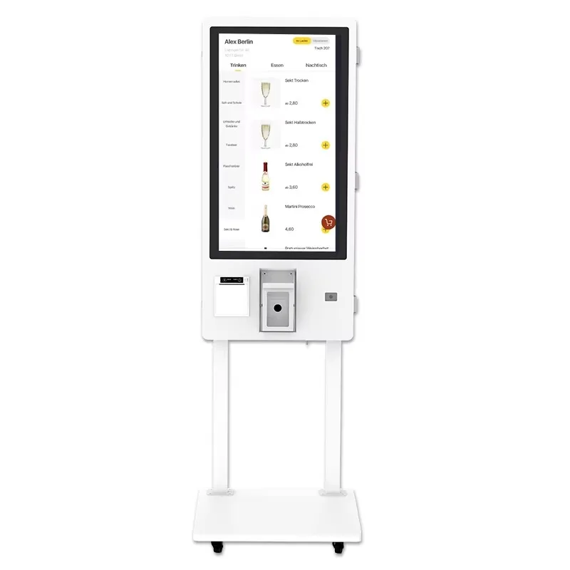 Floor Standing Restaurant Ordering & Payment Kiosk 32 Inch Self Service POS System with QR Code Scanner