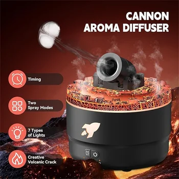 Diffuseur d'aromathérapie d'humidificateur d'air d'artillerie de lumière de fissure volcanique créative pour le diffuseur d'arome électrique de jet d'anneau de bureau à la maison