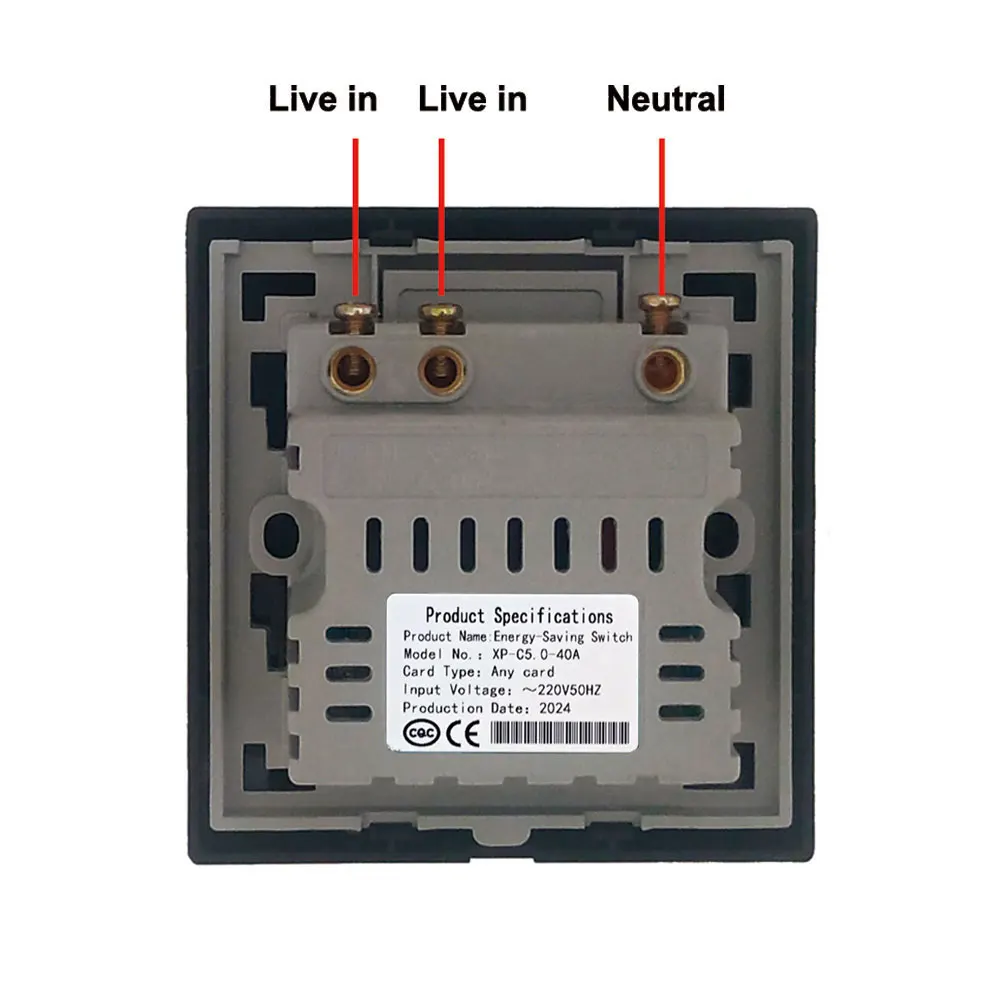 10pcs Any Card Hotel Energy Saving Switch Blank Black Panel 220V Voltage 40A 8800W Power 15s time delay