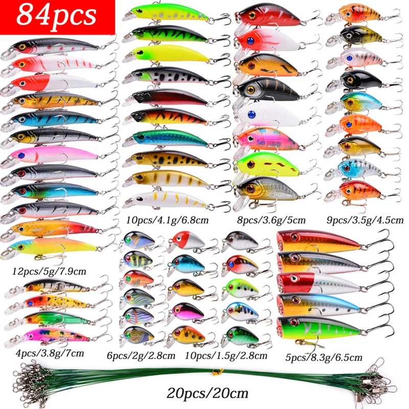 40/64/84PCS Fishing Lure Set Fishing Hard Bait Mini Minnow Floating Swing Crankbait Crazy Wobblers Artificial Bionic Crank Lures image 3