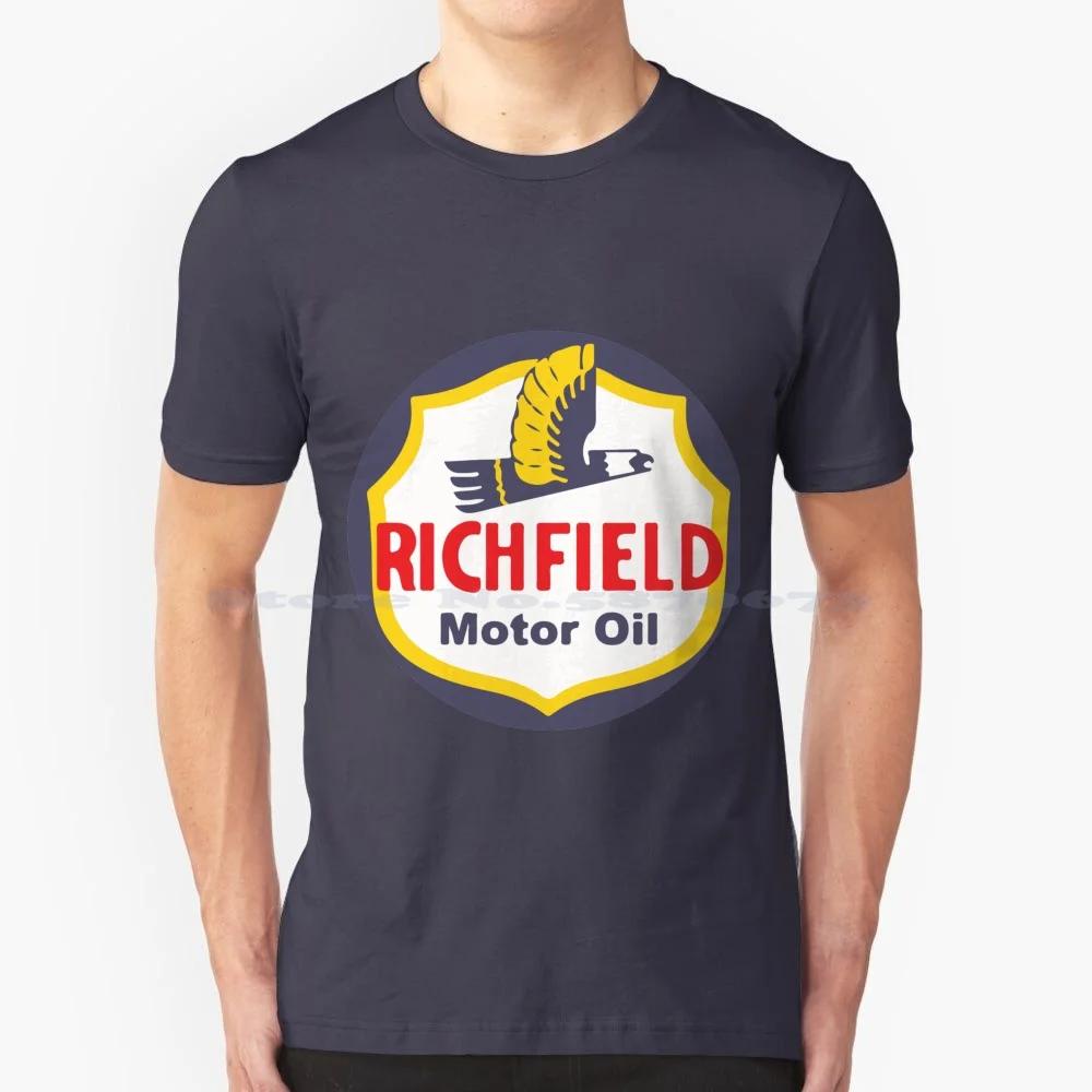 Richfield Motor Oil T Shirt 100% Cotton Tee Oil Petrol Gas Fuel Retro Richfield Automotive Ww2 California Classic Car