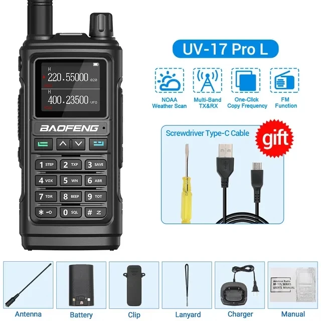 BAOFENG-walkie-talkie UV-17 de todas las bandas, 5W, 1500mAh, Radios bidireccionales, UV17, versión actualizada, UV17L, frecuencia de copia con un clic, nuevo, 2023
