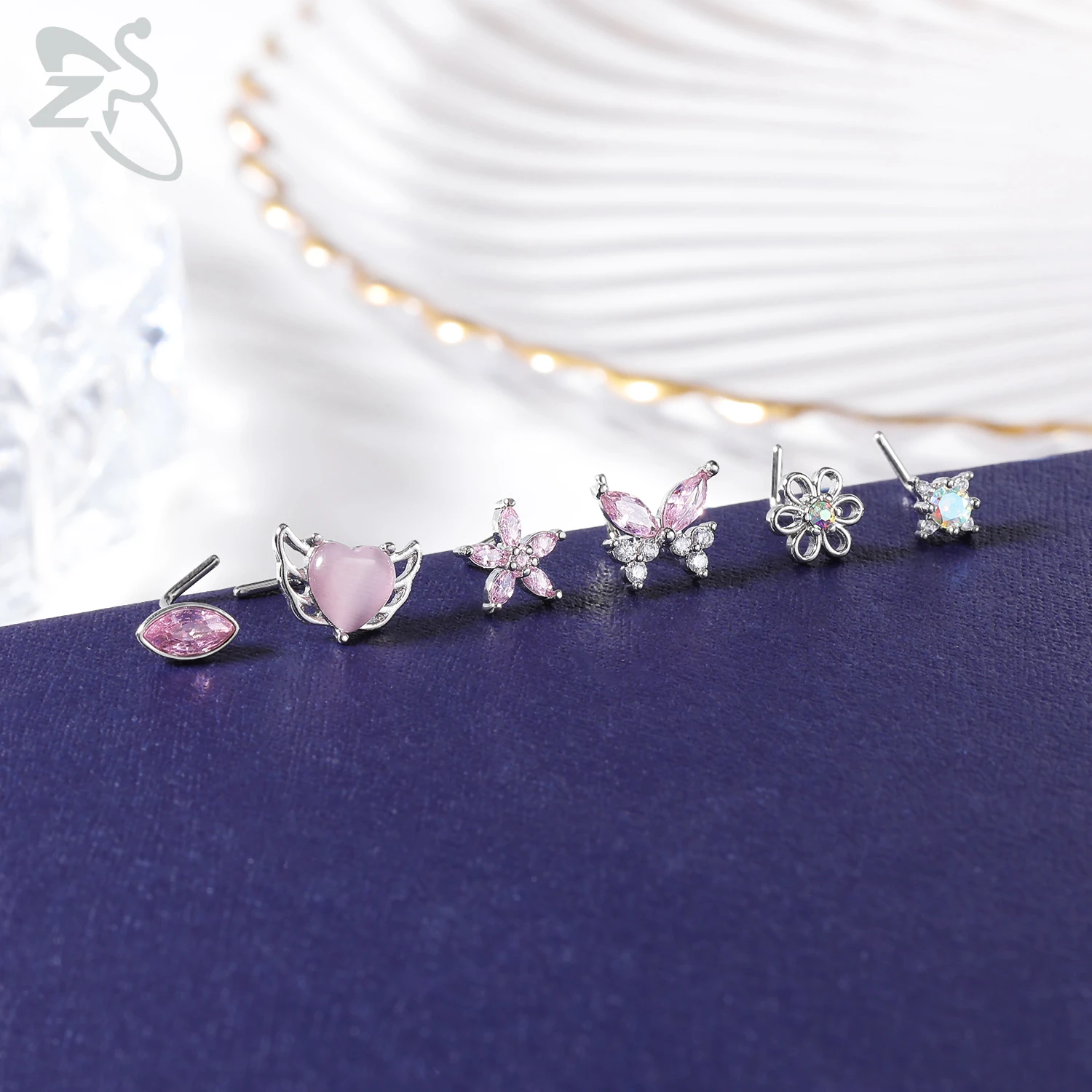 Cute CZ Crystal Nose Stud L-Shape