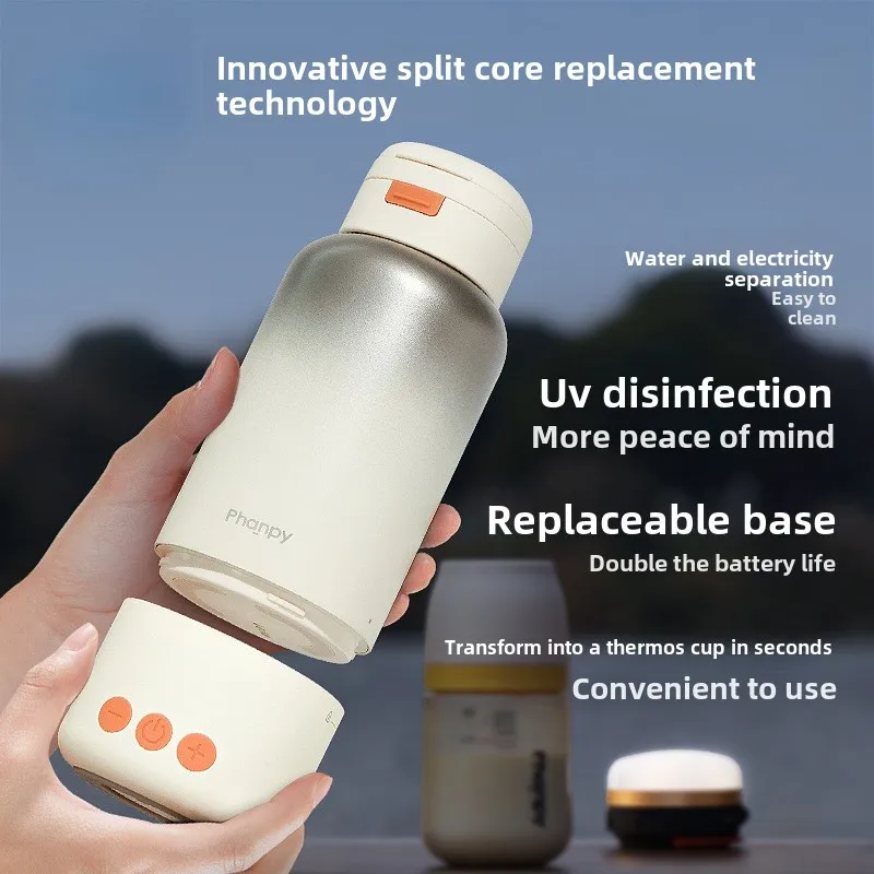 

Лидер продаж, креативный разделенный стиль, термостатический чайник, беспроводной миксер для молока, портативная чашка для горячей воды для детей, уличная теплая бутылочка