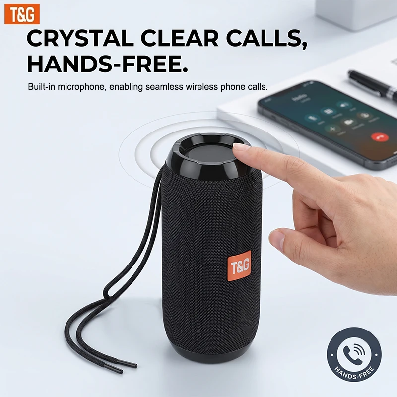TG117 Bluetooth Portable Wireless Speaker, IPX4 Waterproof, TWS Stereo Sound, Support TF Card & USB Playback, Connect Phone Tablet TV, Outdoor Wireless Audio Speaker, Ideal Birthday, Thanksgiving, Christmas Party Gift view 6