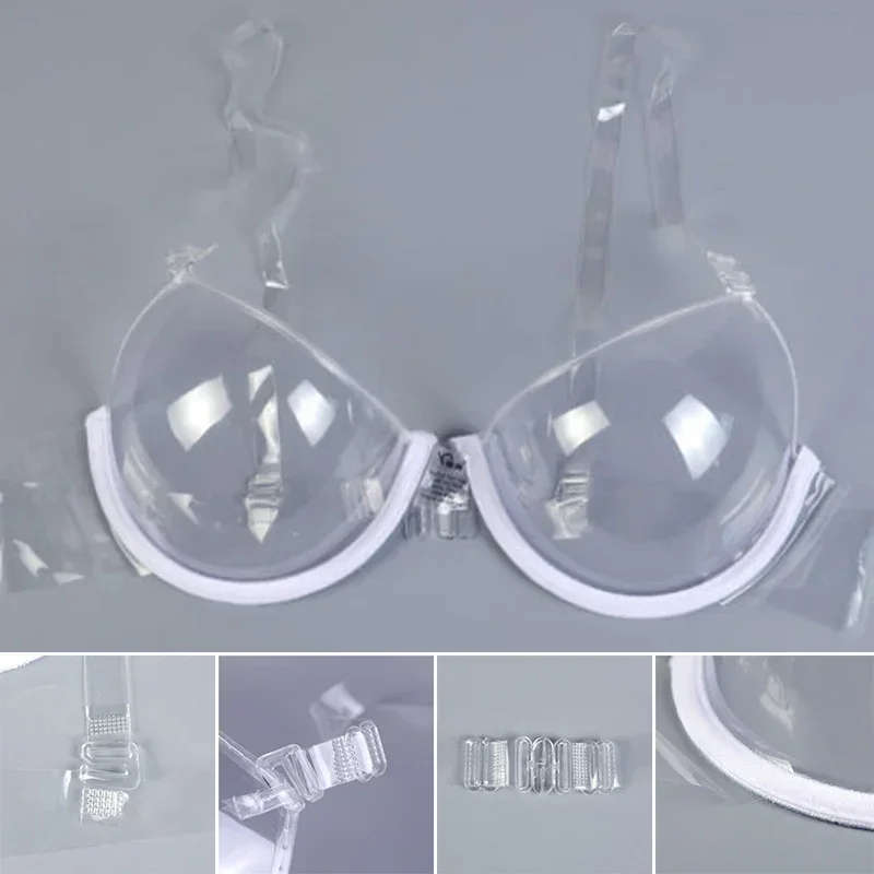 New Women  Sexy Fashion See Through Transparent Clear See Through Cub Bra Strap Solid Female Erotic Invisible Bras Bikini Woman