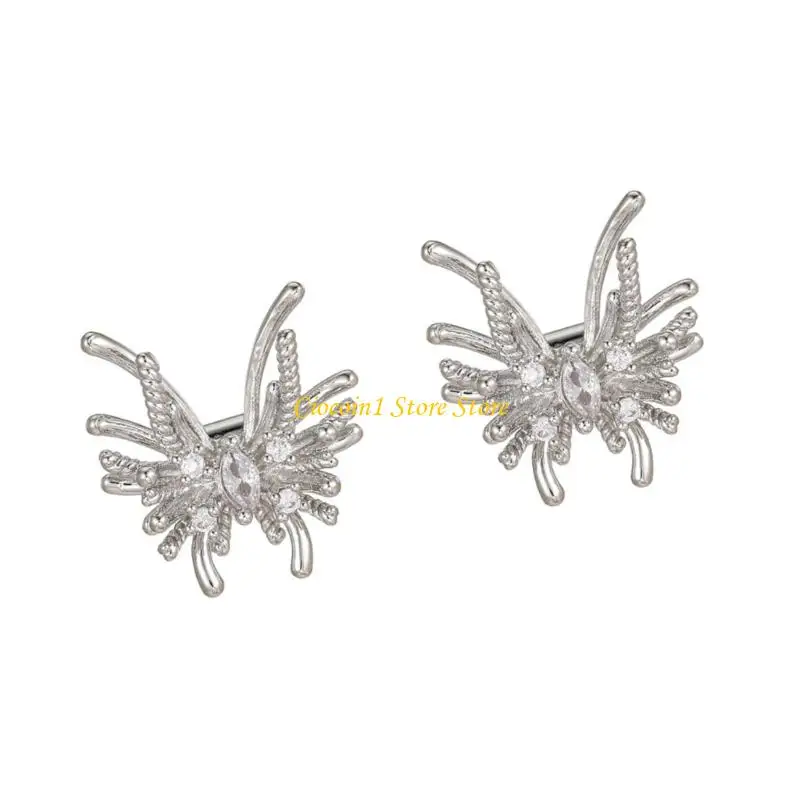 A3PC Delicate Alloy Butterfly Ear Clip Decorated With Shining Zircon Stones For Freeclip 1 2 Headsets Clip on Charm