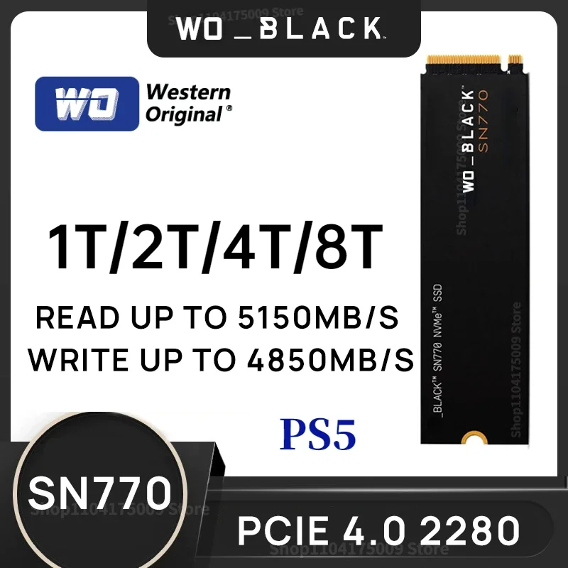 

Original SN770 8TB 4TB 2280 PCIe Gen 4.0x4 SSD BLACK 500GB 1TB 2TB M.2 NVMe Solid State Drives for Gaming Computer Laptop PS5