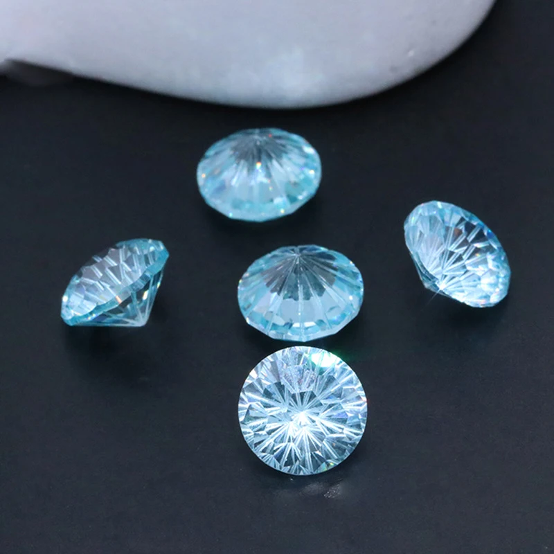 جولة سموكي قطع حجر زركونيا مكعب ، الأزرق الداكن ، اكسسوارات المجوهرات ، ديي ، 6x6 مم