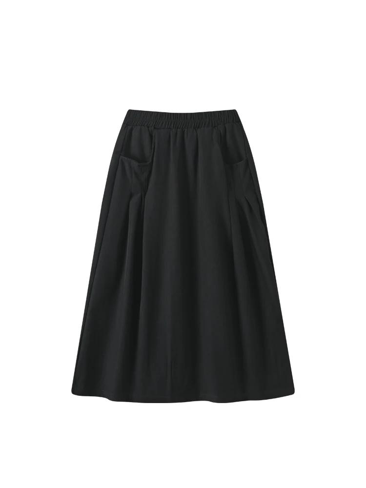 플러스 사이즈 여성용 하이웨이스트 A라인 스커트, 배형 체형을 위한 가을 겨울 신상품, 엘레 출퇴근 패션