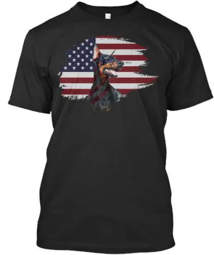 Doberman Pinscher Flag T-Shirt Made in the USA Size S to 5XL