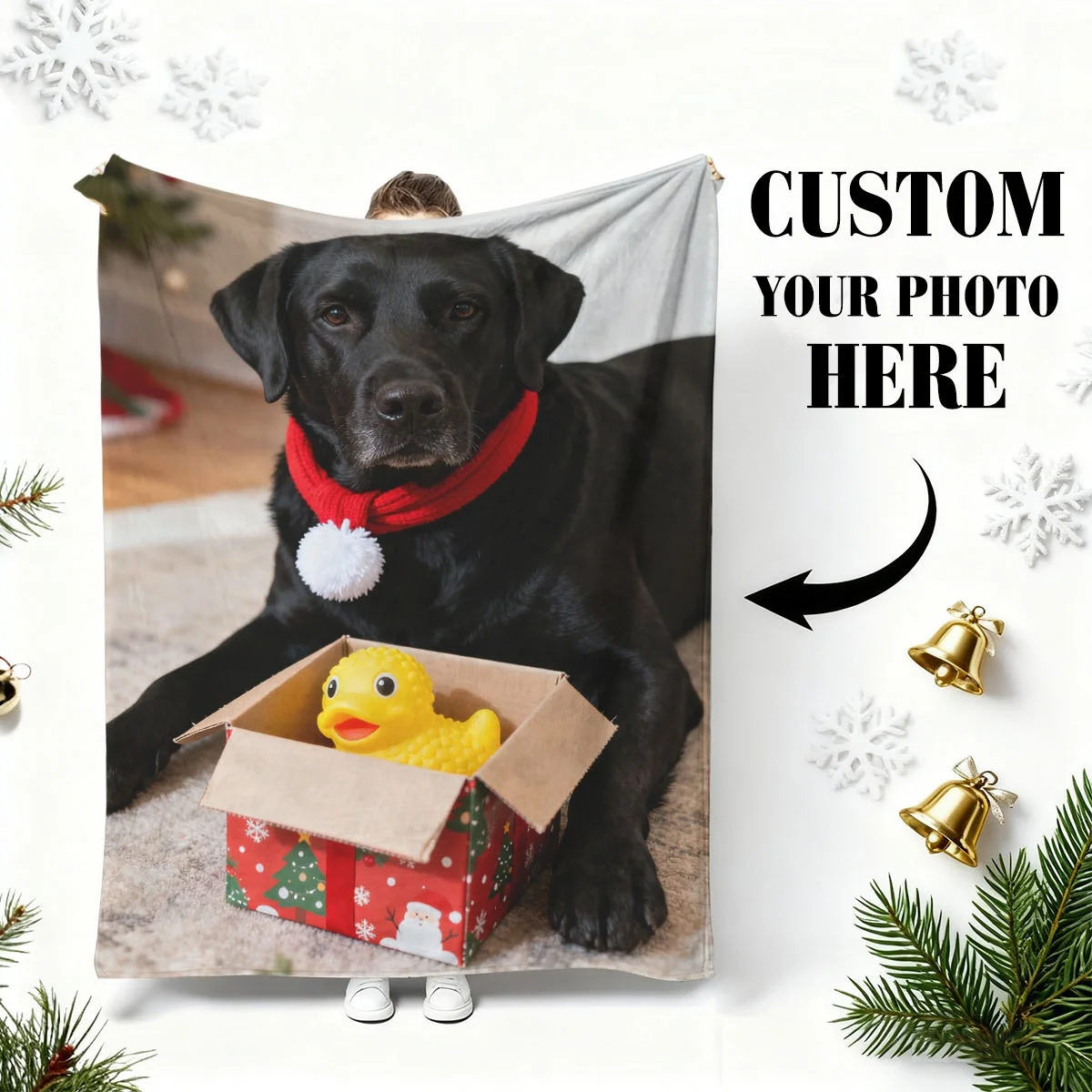 1 individuelle Weihnachts-Flanelldecke für Katzen und Hunde – hochauflösende, bedruckte, lichtecht, leicht, warm, hautfreundlich, maschinenwaschbar, geeignet für Wohnzimmersofas, Schlafzimmerbetten,
