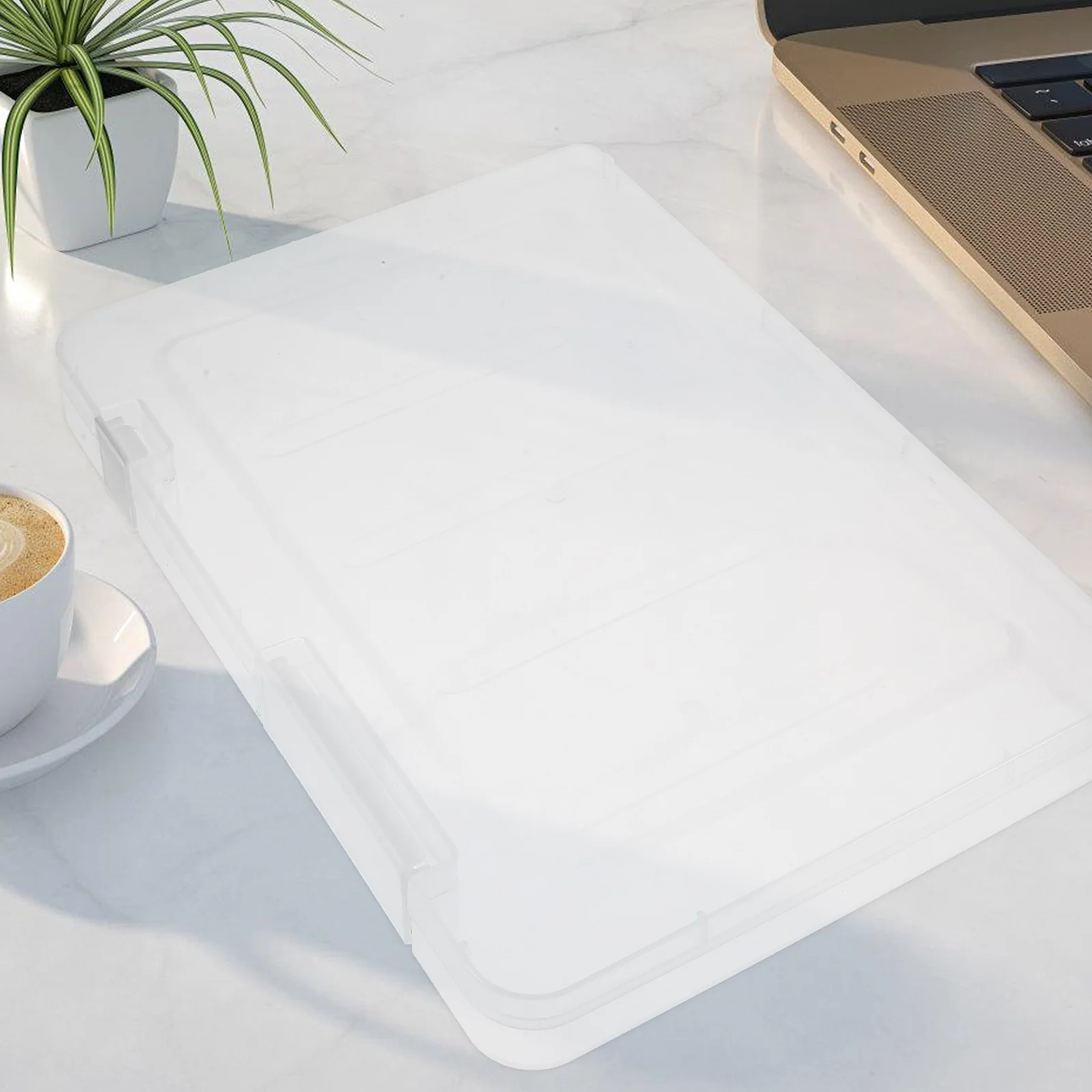 

4Pcs A4 Document Storage Box Portable Plastic File Organizer Project Case Large Capacity Clear Lid Office Home File Holder