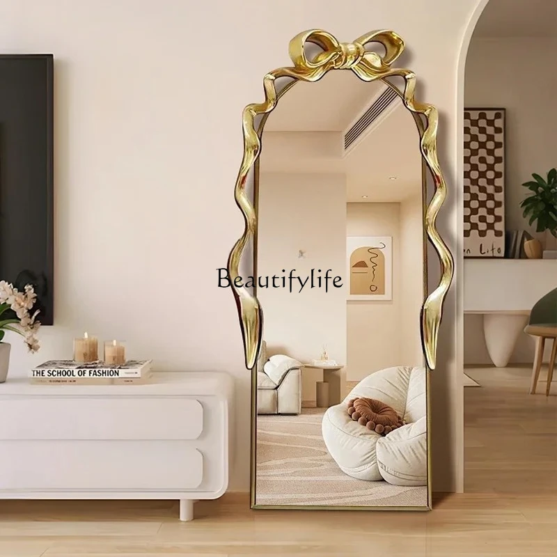 

Custom French style, full-length mirror floor mirror, makeup special-shaped arched mirror wall hanging floor