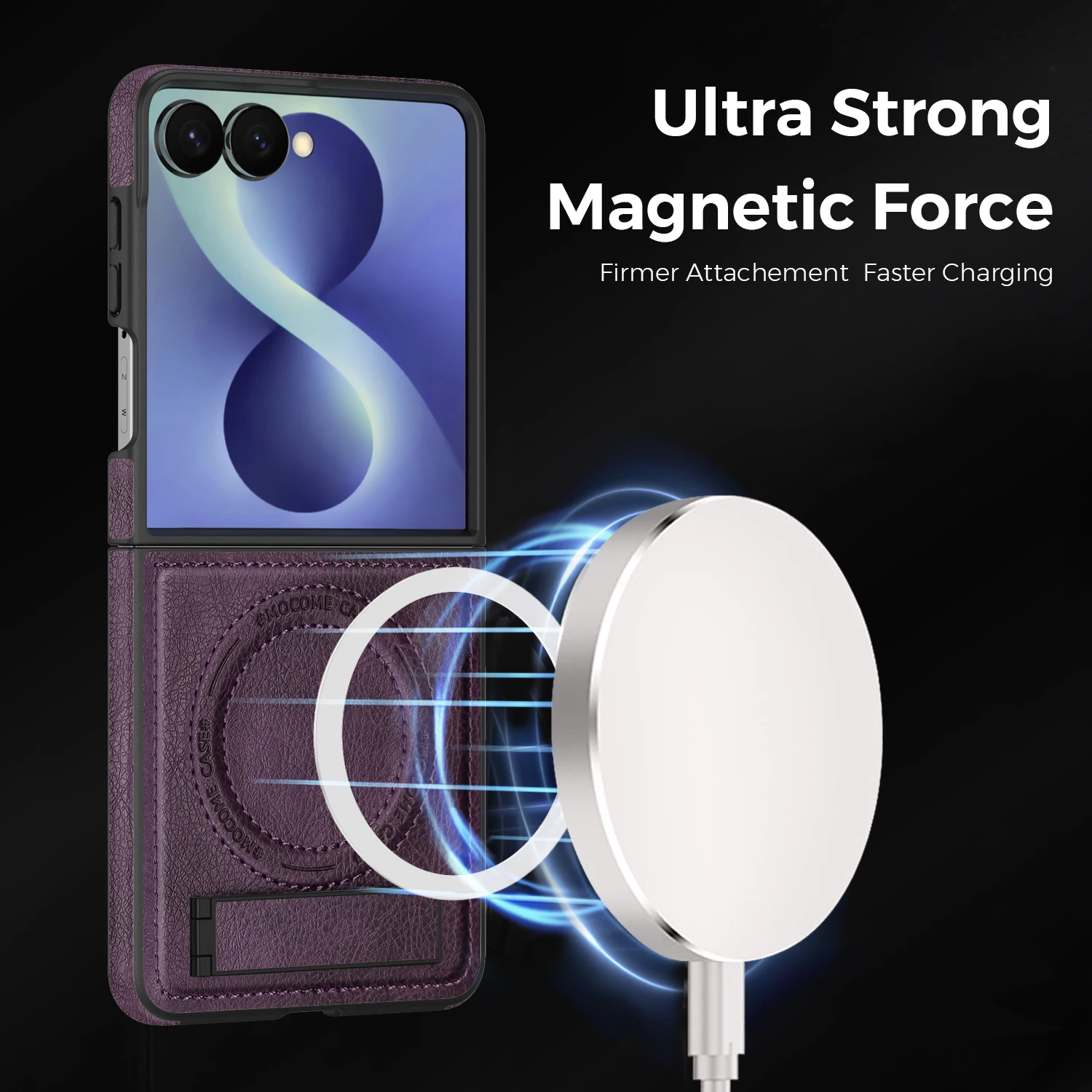 Luxury PU Leather Phone Case For Samsung Galaxy Z Flip 8 7 6 5 4 3 Cases 7 FE  Built-in Metal Kickstand Magnetic Protective Capa