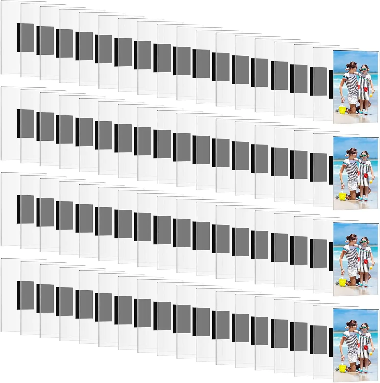 

100 Pcs Acrylic Magnetic Picture Frame 4 x 6 Inches Magnetic Photo Frames Plastic Magnetic Picture Holder for Refrigerator