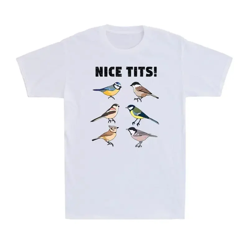 Nice TIT Birds Joke Rude GifT T Shirt Blue Grey Novelty Men's