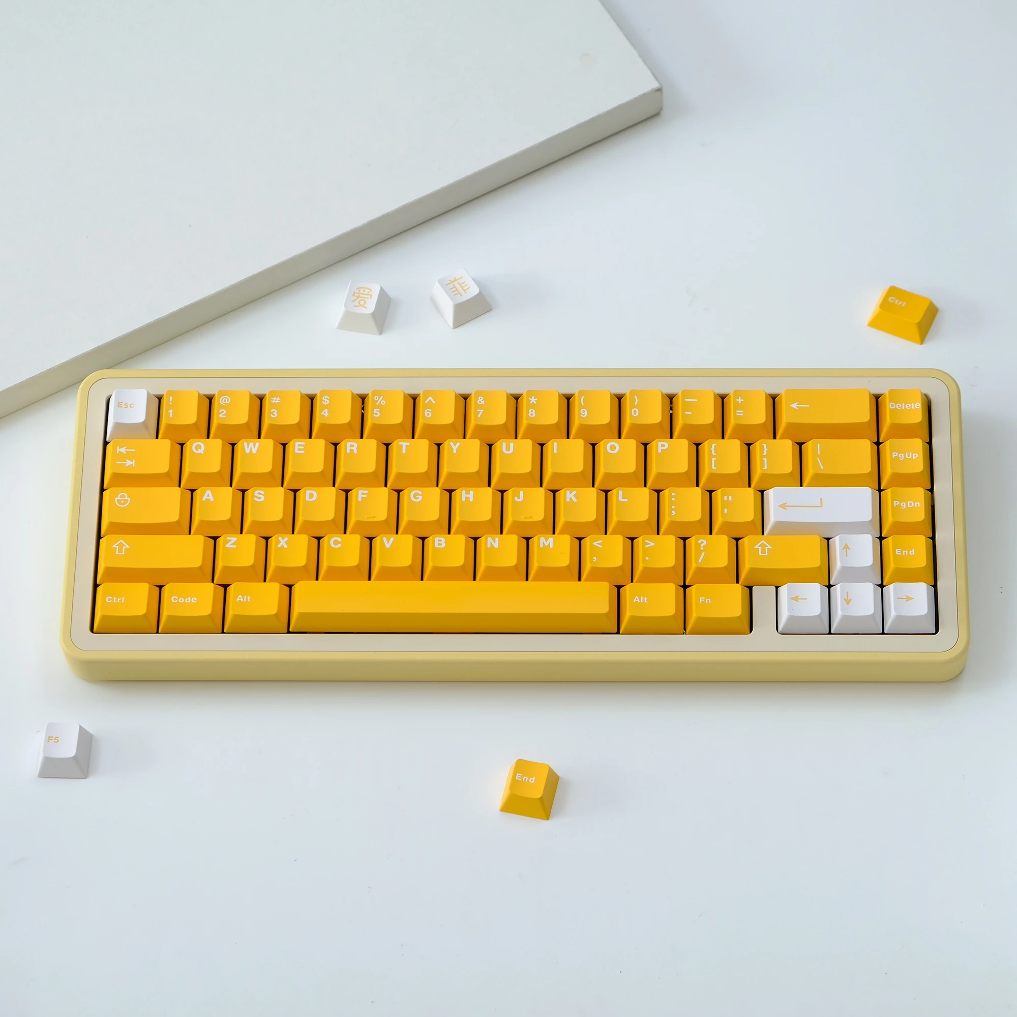 Aifei ABS Keycaps Double Shot Yellow White Color Cherry Height for Mechanical Keyboard AULA F75 Ajazz Anne Pro 2 GK61 Mad 60 68