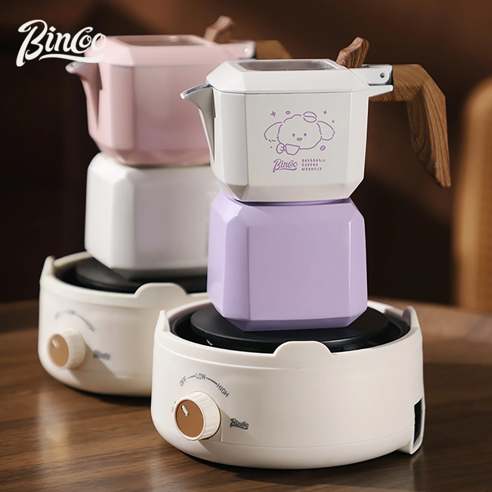 

Набор мока-гортей на тему животных Bincoo, система двойного клапана, компактная плита, кофеварка, идеальная идея для подарка