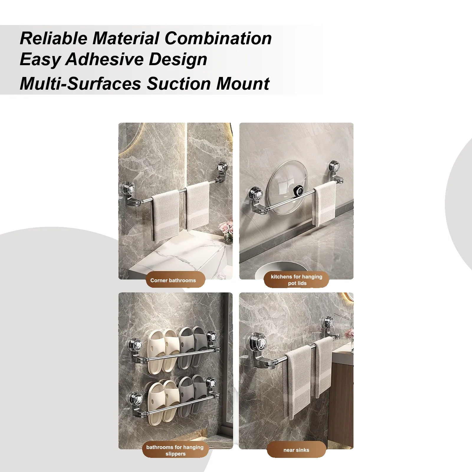 

Bathroom Towel Bar Towel Rack Wall Mounted Storage Bar Adjustable Hanger Holder Suction Cup For Home Apartment Kitchen Shower