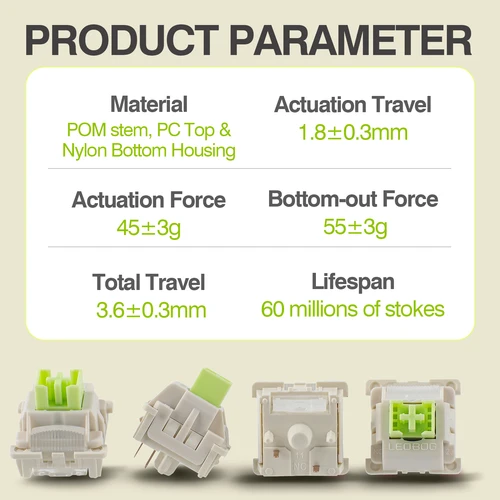 Imagen 2 del producto 100 piezas EPOMAKER x LEOBOG Reaper interruptor lineal de 5 pines 45gf con vástago POM Compatible con teclas MX